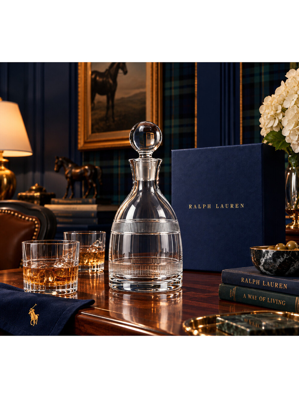 Ralph Lauren Home Langley Crystal Decanter Slovakia New in Box $395